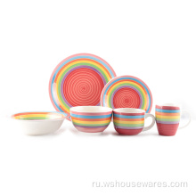 Высококачественная посуда из керамики в западном стиле, 18 предметов.